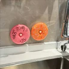 Donut esponja de lavar louça escova pote ferramenta útil cozinha lavar louça prato pano antiaderente forte descontaminaç