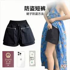 Roupa íntima antifurto para viagem europeia, ferramenta útil, calças de segurança antifurto, Shorts femininos com zíper