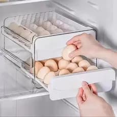 Caixa de ovo fresco-mantendo engrossado PET plástico tipo gaveta doméstica cozinha dupla camada geladeira caixa de armaz