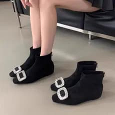 Xiaoxiang estilo botas curtas camurça sapatos femininos botas finas versão coreana inverno botas casuais femininas peque