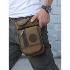 Bolsa de cintura de lona masculina, bolsa de perna para esportes ao ar livre, europeia, americana, retrô, multifuncional