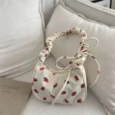 Novo saco de axila feminino 2024 novo estilo na moda verão bonito morango pequeno quadrado saco All-Match um ombro peque