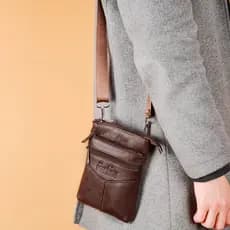 Novo produto novo estilo bolsa de cintura masculina negócios Casual primeira camada de couro saco do telefone móvel pequ