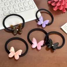 Clipe de elástico de borboleta tridimensional de acetato estilo coreano, rabo de cavalo alto, laço de cabelo, faixa de b