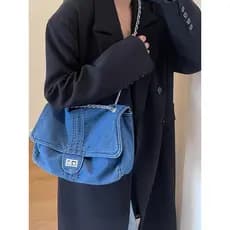 Bolsa jeans feminina bolsa nas axilas 2025 novo estilo moda grande capacidade corrente bolsa de ombro Commuter Tote saco