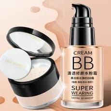 Bb creme de fixação em pó corretivo branco base líquida corretivo hidratante iluminando creme de pele cosméticos estudan