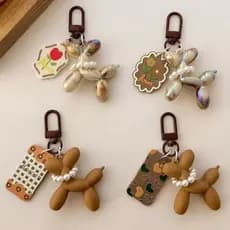Café cor flor balão cão bonito dos desenhos animados chaveiro Melade pingente exclusivo casal saco pingente decoração