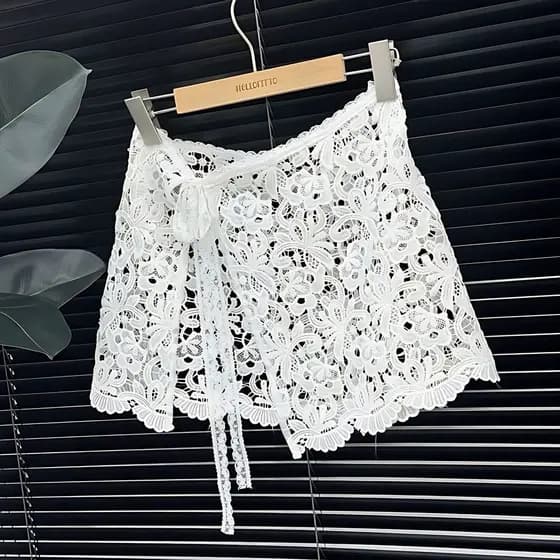 Renda decorativa curto avental cortina bunda saia de renda cortina coreia Dongdaemun 2025 primavera verão estilo uma peç