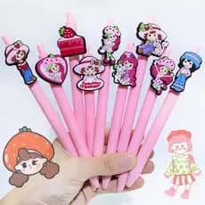 Nova morango menina Gel caneta rosa série dos desenhos animados bolo de morango caneta esferográfica menina coração escr
