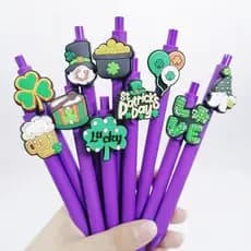 St. mais vendido Caneta de Gel estilo chapéu do dia de Patrick, caneta esferográfica roxa de borracha macia criativa