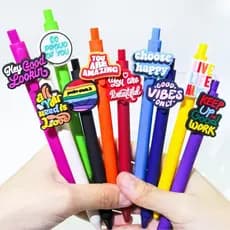 Venda quente inspirador frase em inglês Gel caneta carta frase série PVC borracha macia estudantes usam caneta esferográ