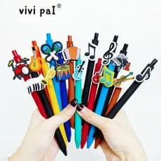 Venda quente série de instrumentos musicais caneta remendo música cantando PVC caneta esferográfica de borracha macia pr