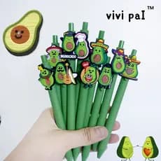 Novo estilo abacate série remendo caneta PVC borracha macia remendo caneta esferográfica estudante assinatura presente c