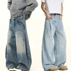 Calças jeans Largas Masculinas Americanas Retrô Perna Larga Solta De Reta