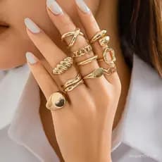 10 Peças Anéis Empilháveis Redondo  Joias Da Moda Conjunto De Presente Joias Femininas