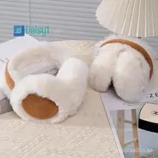 Protetores de Orelha Daisy1 de Inverno Quentes Melad Marrom Pelúcia Feminina Dobráveis Macios e Grossos