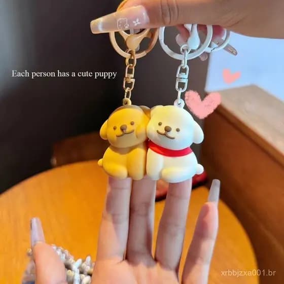 Chaveiro de Cachorro com Linha Magnética para Casais, Presente que Nunca Acaba, Pingente de Joias Escolares Bonito e Fof