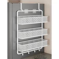 Cesta de suspensão lateral para geladeira de cozinha, multifuncional, envoltório de plástico, garrafa de tempero, cabide