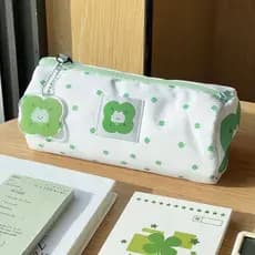 Nova menina coração sorte trevo de quatro folhas lápis caso simples de alto valor bonito saco cosmético grande capacidad