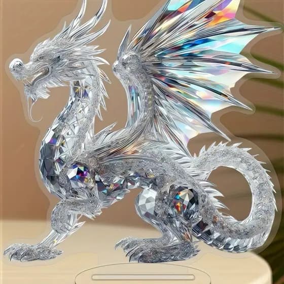 Coreia coreia prata dragão lótus suporte 2D ornamentos acrílicos escritório decoração para casa ornamentos presentes