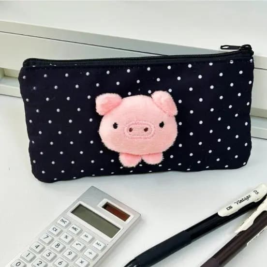 Ins vento bolinhas rosa Piggy lápis caso de alto valor portátil armazenamento saco de papelaria saco de cosméticos saco