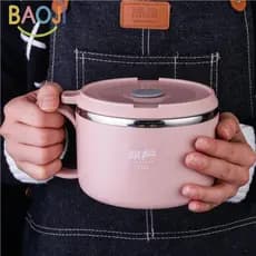 BJ304 Lancheira de Aço Inoxidável Dormitório Estudantil Tigela de Macarrão Instantâneo Trabalhador de Escritório Cantina