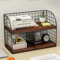 Prateleira de mesa para armazenamento de arquivos de escritório, em camadas, janela saliente, estante de mesa, organizad