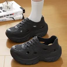 Sapatos de sola grossa com buraco, roupa externa feminina, verão 2025, novo estilo, rio-Up, praia, esportes, papai, sand
