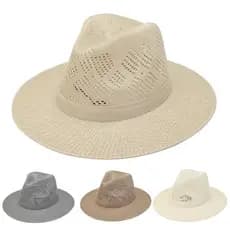 Chapéu de balde de praia para viagem de verão, protetor solar, chapéu de palha masculino, chapéu de linho oco ao ar livr