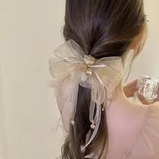 High-End cristal arco nó Scrunchy anel de cabelo cabeça corda Super fada borla cocar ano novo novo estilo rabo de cavalo