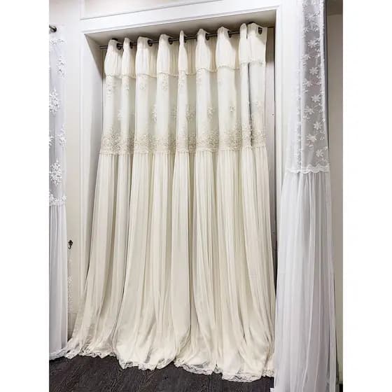 Luz de luxo coreano americano Pastoral bege paleta bordado corda bordado gaze contas fada influenciador princesa quarto