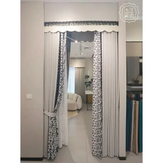 Cortinas Blackout modernas com textura bege americana, sala de estar, estudo, renda preta adequada