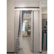 Cortinas Blackout modernas com textura bege americana, sala de estar, estudo, renda preta adequada