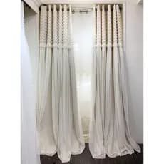 Luz de luxo coreano americano Pastoral bege paleta bordado corda bordado gaze lantejoulas em relevo renda gaze cortina g