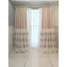 Francês marrom açúcar luz estilo de luxo em relevo bordado pano gaze um estilo princesa quarto Blackout cortina renda sa