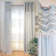 [Katin] Simples Moderno Estilo Americano Estilo Coreano Pastoral Azul Verde Saia Grande Blackout Quarto Sala de Estar Co