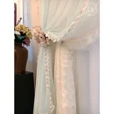 Estilo francês estilo creme princesa cortina de gaze de camada dupla gaze francesa de tecido fino translúcido sombra imp