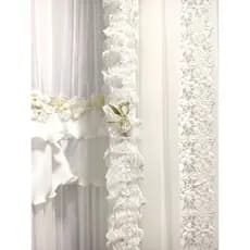 Katin branco americano francês moderno estilo creme Super macio renda cortina sentir boa borboleta renda janela tela res