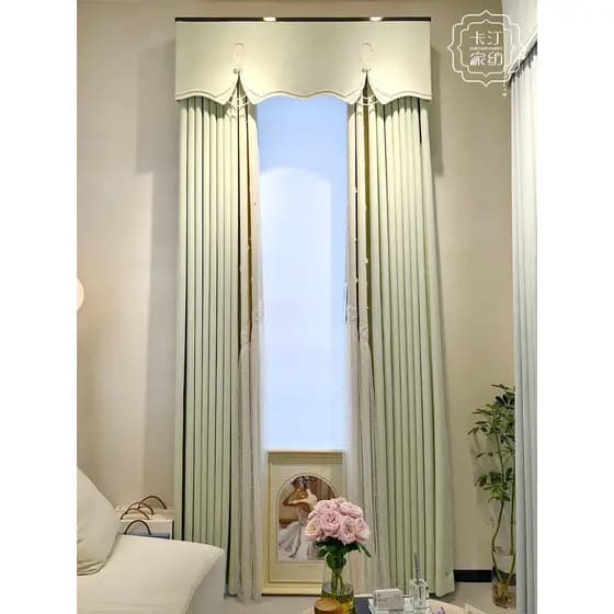 Katin Verde Grosso Cortina Blackout Saia de Renda Quarto Moderno Luz Estilo Luxo Gaze de Renda