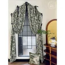 Cortina de porta arqueada retrô americana, verde, espessada, Chenille, sala de estar, quarto, divisória, sudeste asiátic