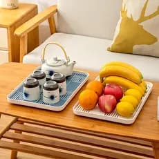 Mesa de chá bandeja de mesa de café bandeja de chá sala de estar casa dreno de plástico bandeja de chá retangular bandej