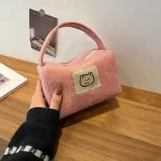 Nova chegada veludo portátil saco cosmético feminino estudante versão coreana bonito passeio bolsa feminina grande capac