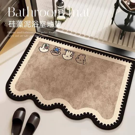 Japonês dos desenhos animados High-End sentimento tapete de banheiro Diatom lama absorver água lavatório porta Anti-desl