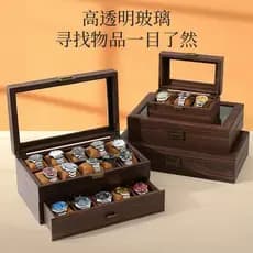 Japão japão 2026 novo estilo Retro grão de madeira caixa de relógio de couro do plutônio jóias de madeira High-End caixa