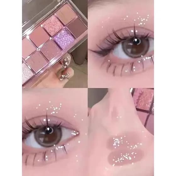 Jiaqi recomenda paleta de sombras dez cores perolado fosco fino Glitter Taro roxo desejo puro baixa saturação luz maquia