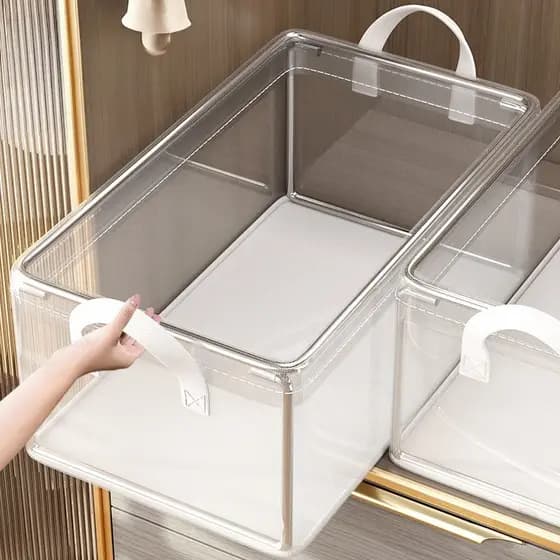 Caixa de armazenamento de roupas doméstica transparente caixa de armazenamento arrumado cesta gaveta roupa interior calç