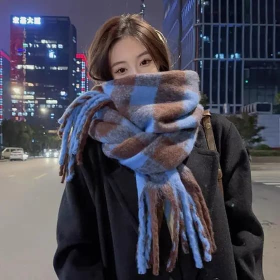 Influenciador mesmo estilo cachecol ins2025 outono inverno feminino High-End sentimento inverno novo estilo imitação de