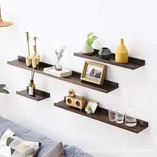 Prateleira sem perfuração para sala de estar, placa plana suspensa de parede, Rack flutuante, decoração de sala de madei