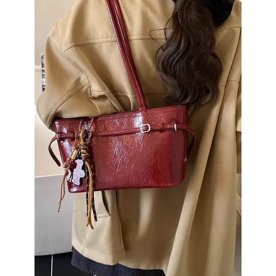 Vermelho axilas sacola feminina 2026 novo estilo high-end atmosfera luz luxo nicho high-end saco de casamento feminino n