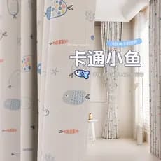 Cortinas de quarto infantil meninos meninas quarto engrossado Blackout completo pequeno padrão de peixe antibacteriano 2